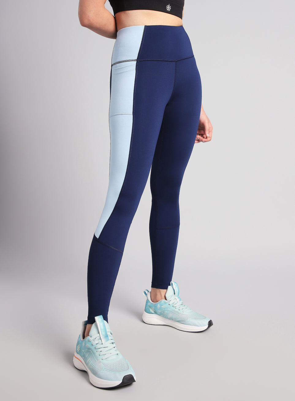 Women's Blue Colourblock Runner's Pro COMFlex Tights