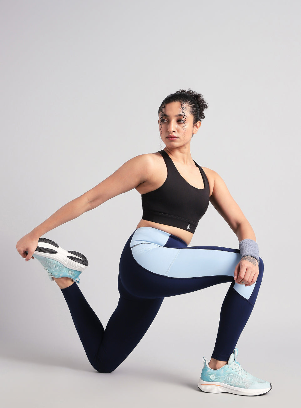 Women's Blue Colourblock Runner's Pro COMFlex Tights