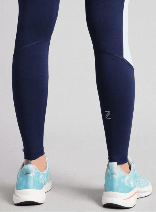Women's Blue Colourblock Runner's Pro COMFlex Tights