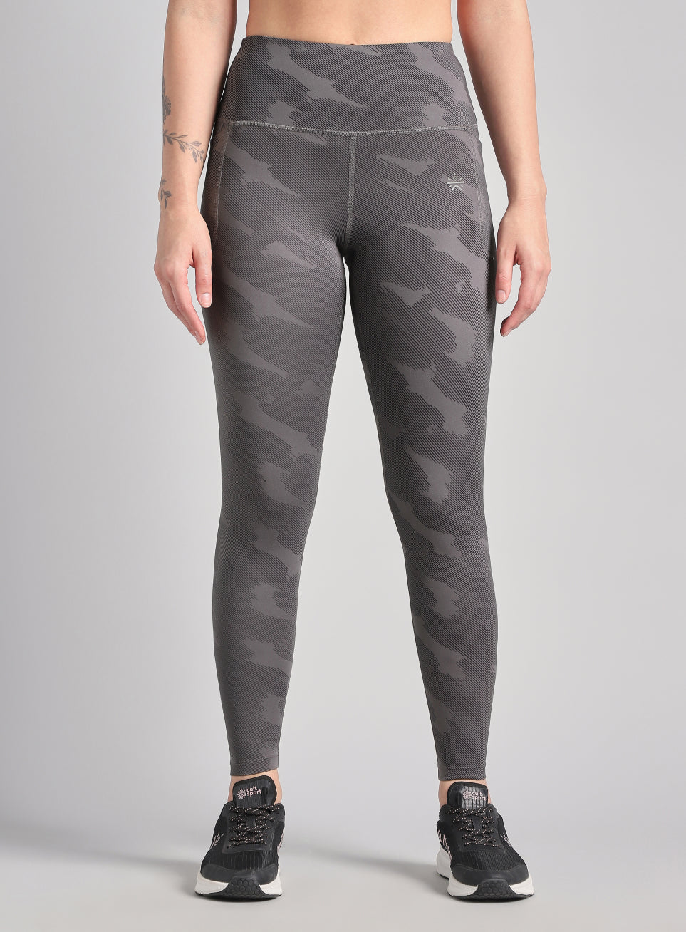 Women's Grey The Run Project Printed COMFlex Tights
