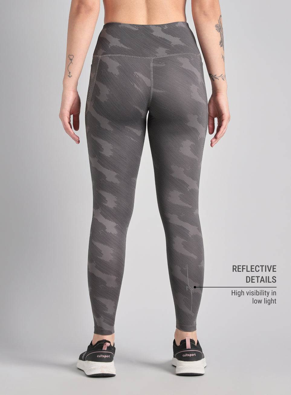 Women's Grey The Run Project Printed COMFlex Tights