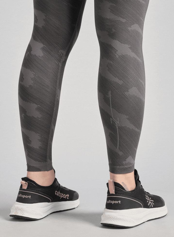Women's Grey The Run Project Printed COMFlex Tights