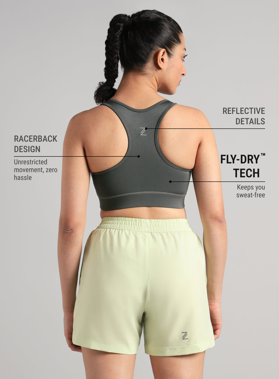 Women's Grey Running Pro High Support Bra