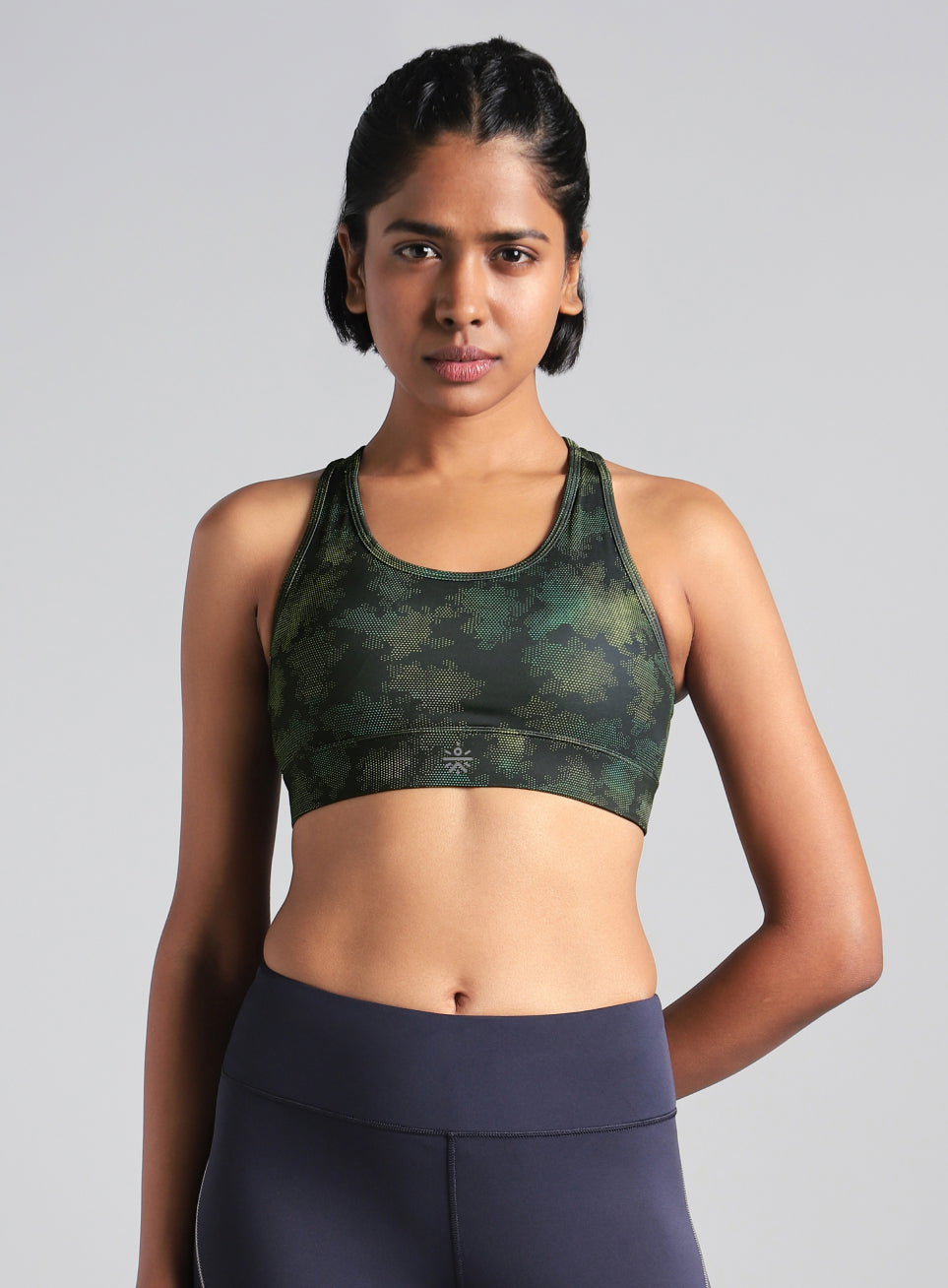 Women's Blue Urban Camo Running High Support Bra