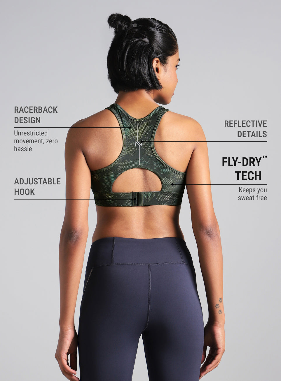 Women's Blue Urban Camo Running High Support Bra