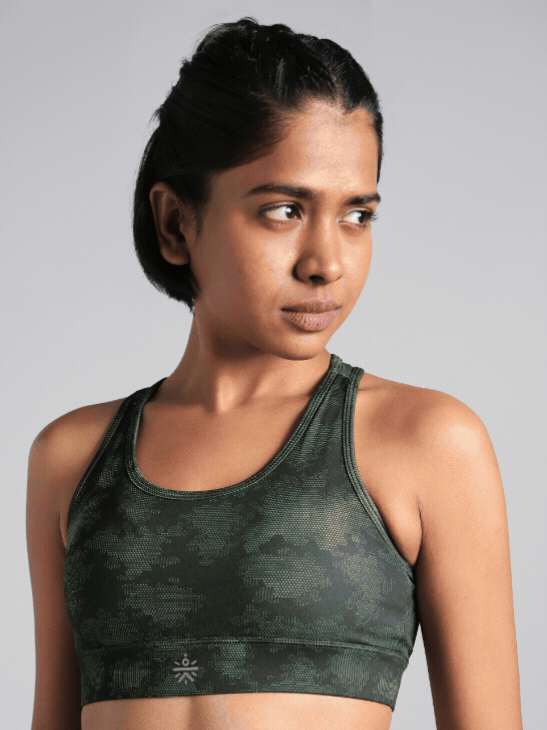 Women's Blue Urban Camo Running High Support Bra