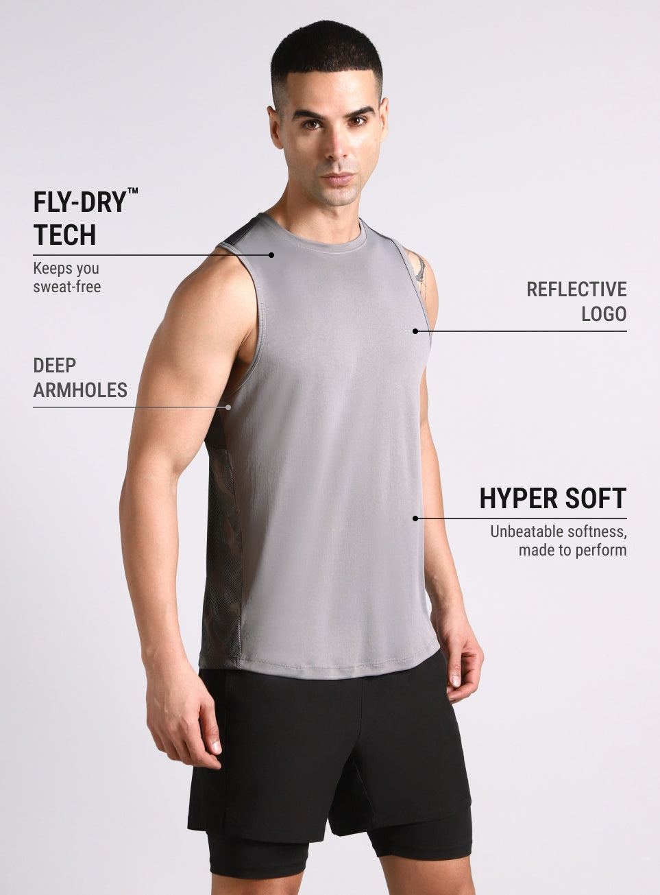 Men's Grey Urban Camo Motion Forward Running Tank