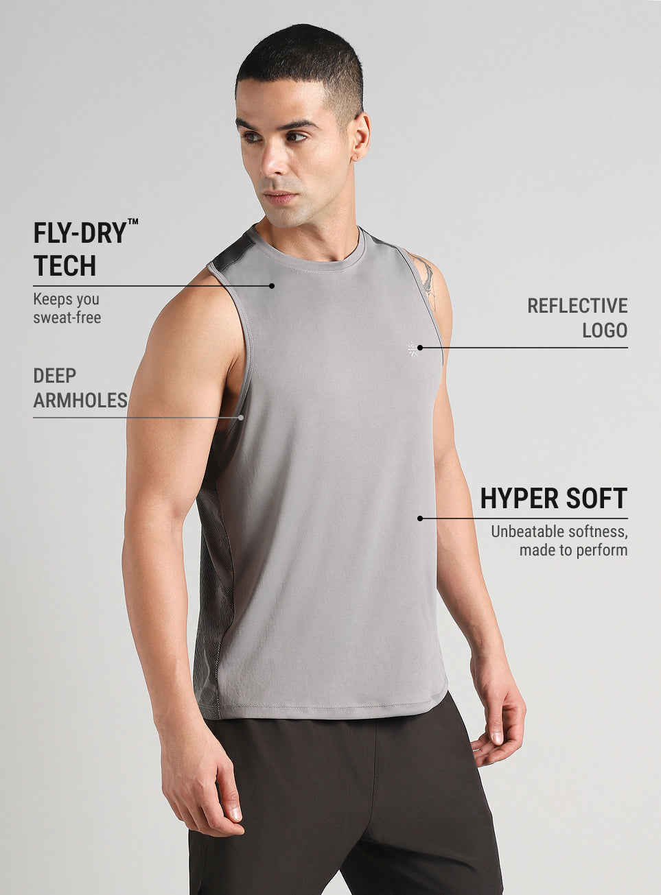 Men's Grey Urban Camo Motion Forward Running Tank