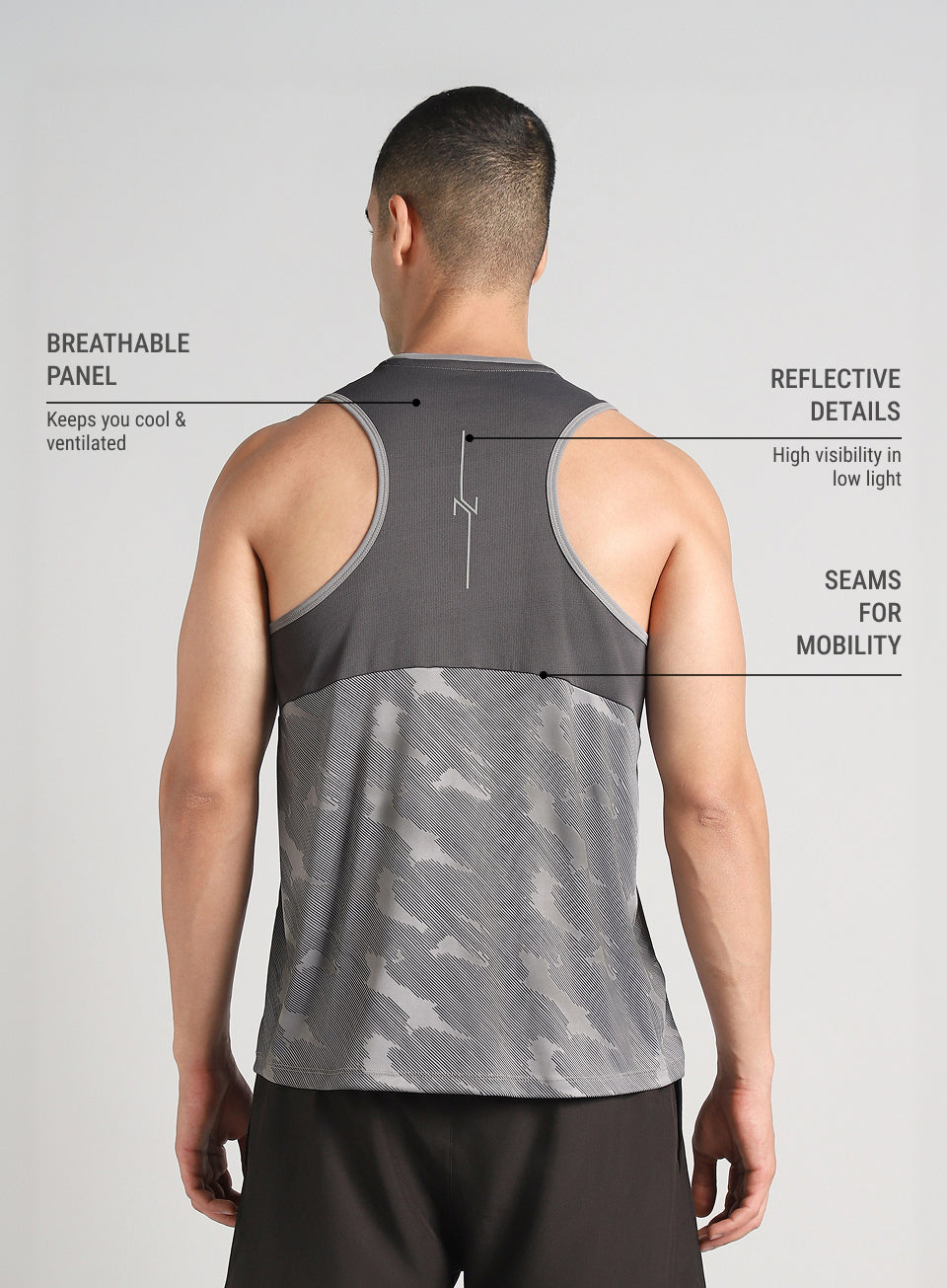 Men's Grey Urban Camo Motion Forward Running Tank