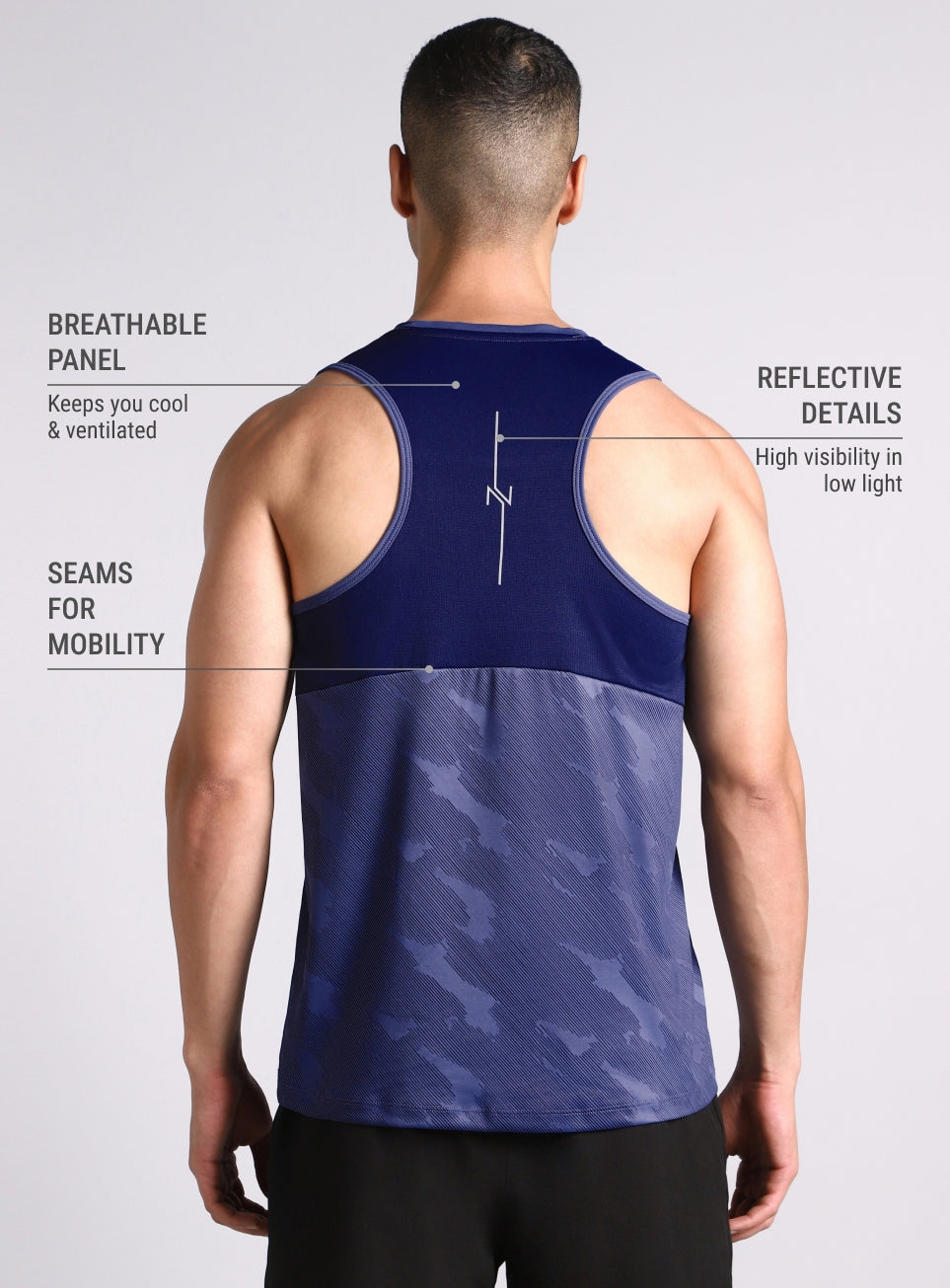 Men's Navy Urban Camo Motion Forward Running Tank