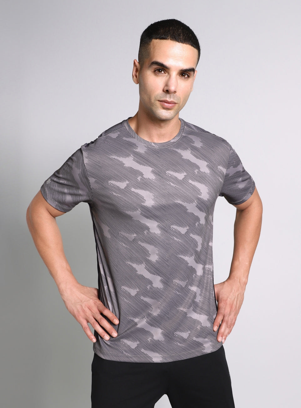 Men's Grey Urban Camo Running T-shirt