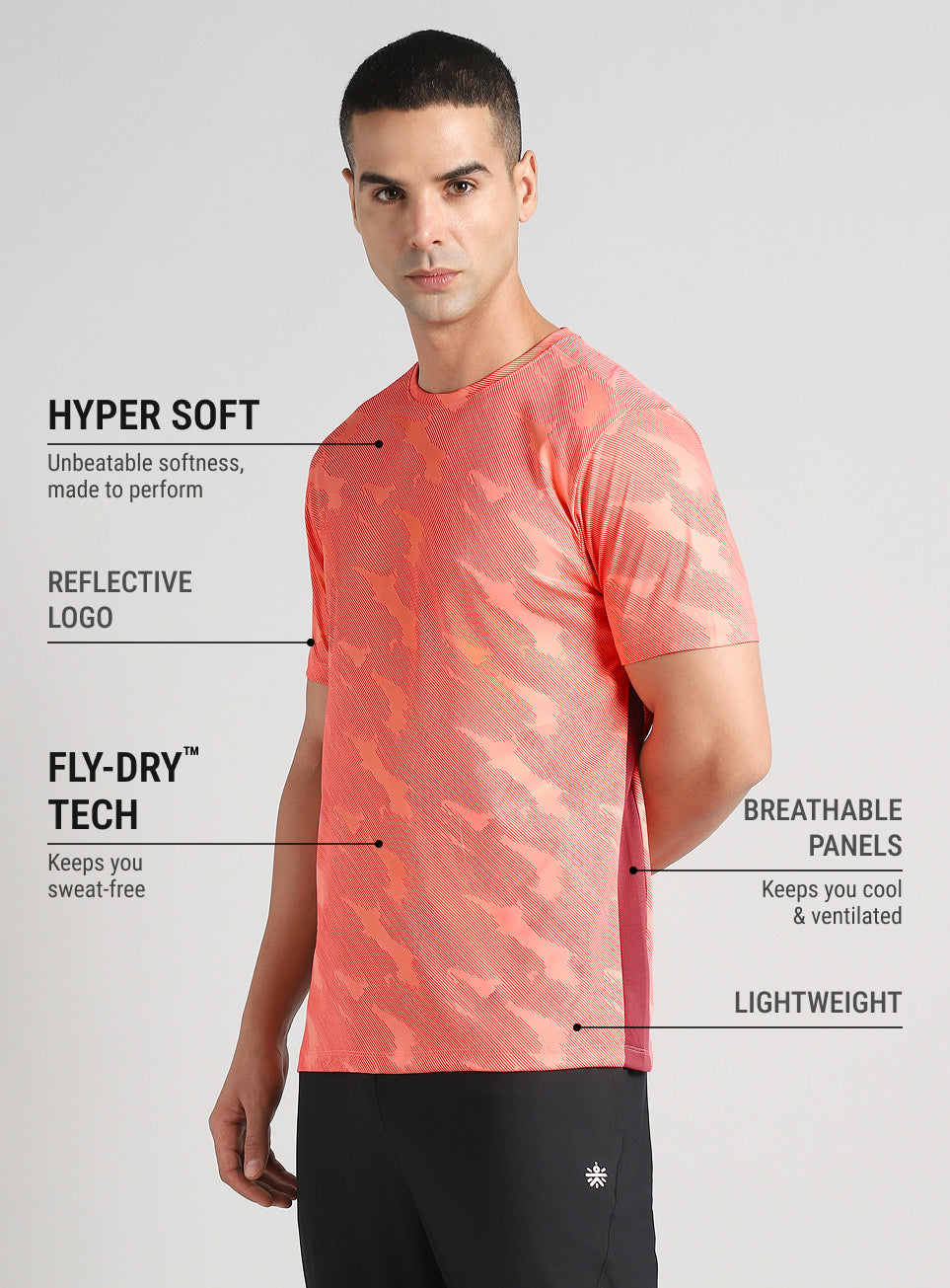 Men's Coral Urban Camo Running T-shirt