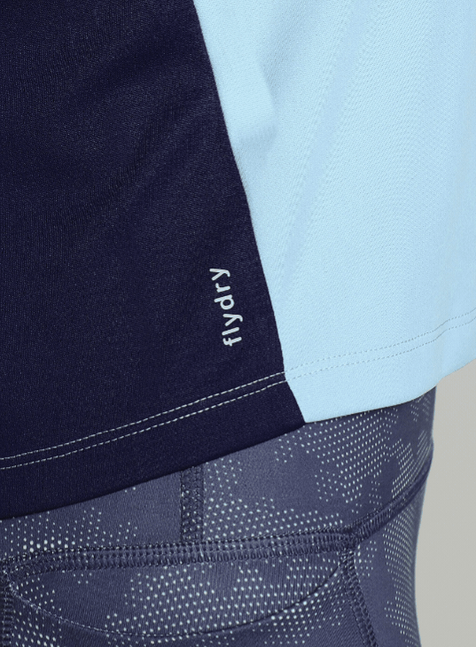 Women's Blue Colourblock Cropped Running T-shirt