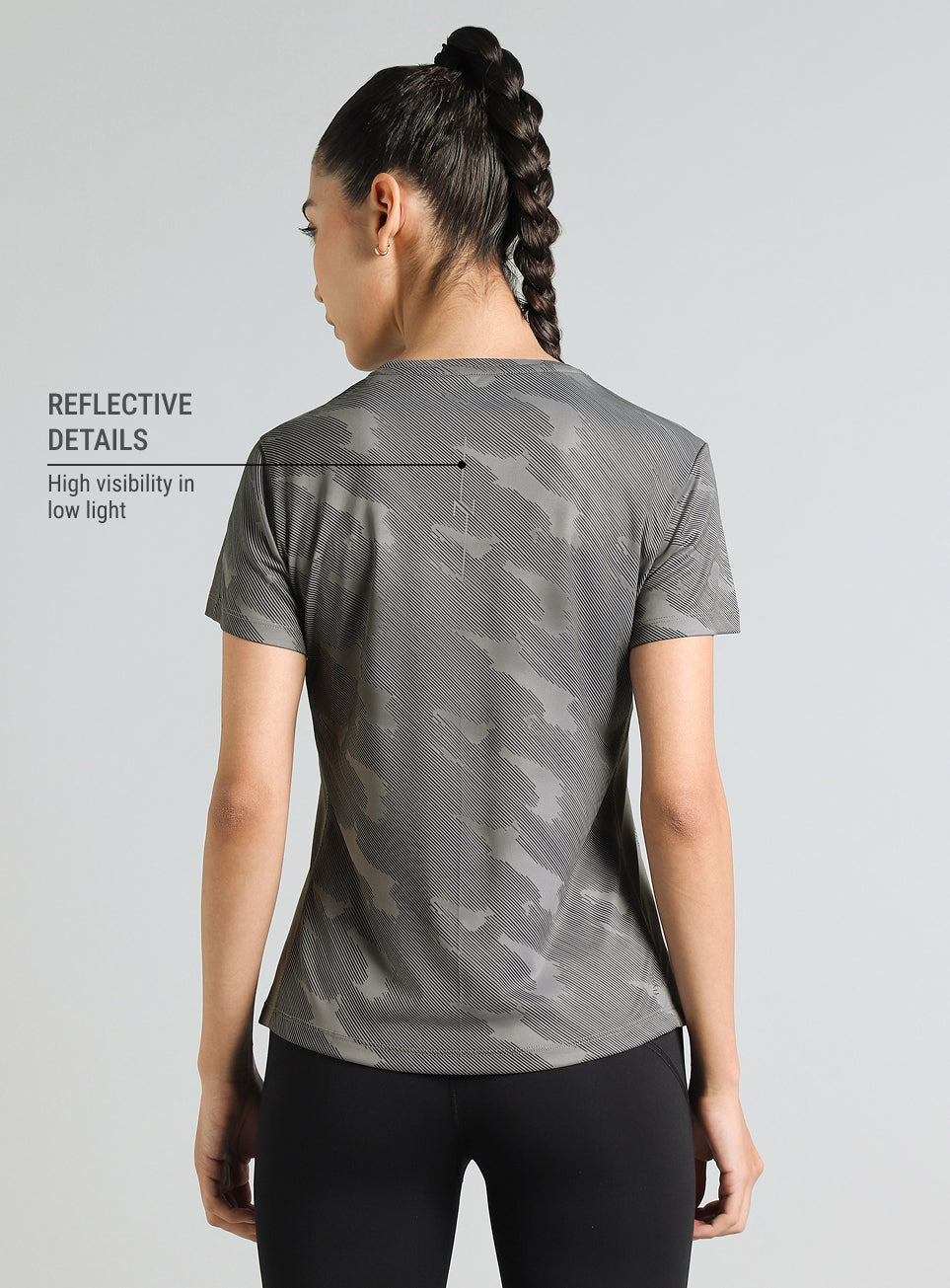 Women's Grey Urban Camo Running T-shirt