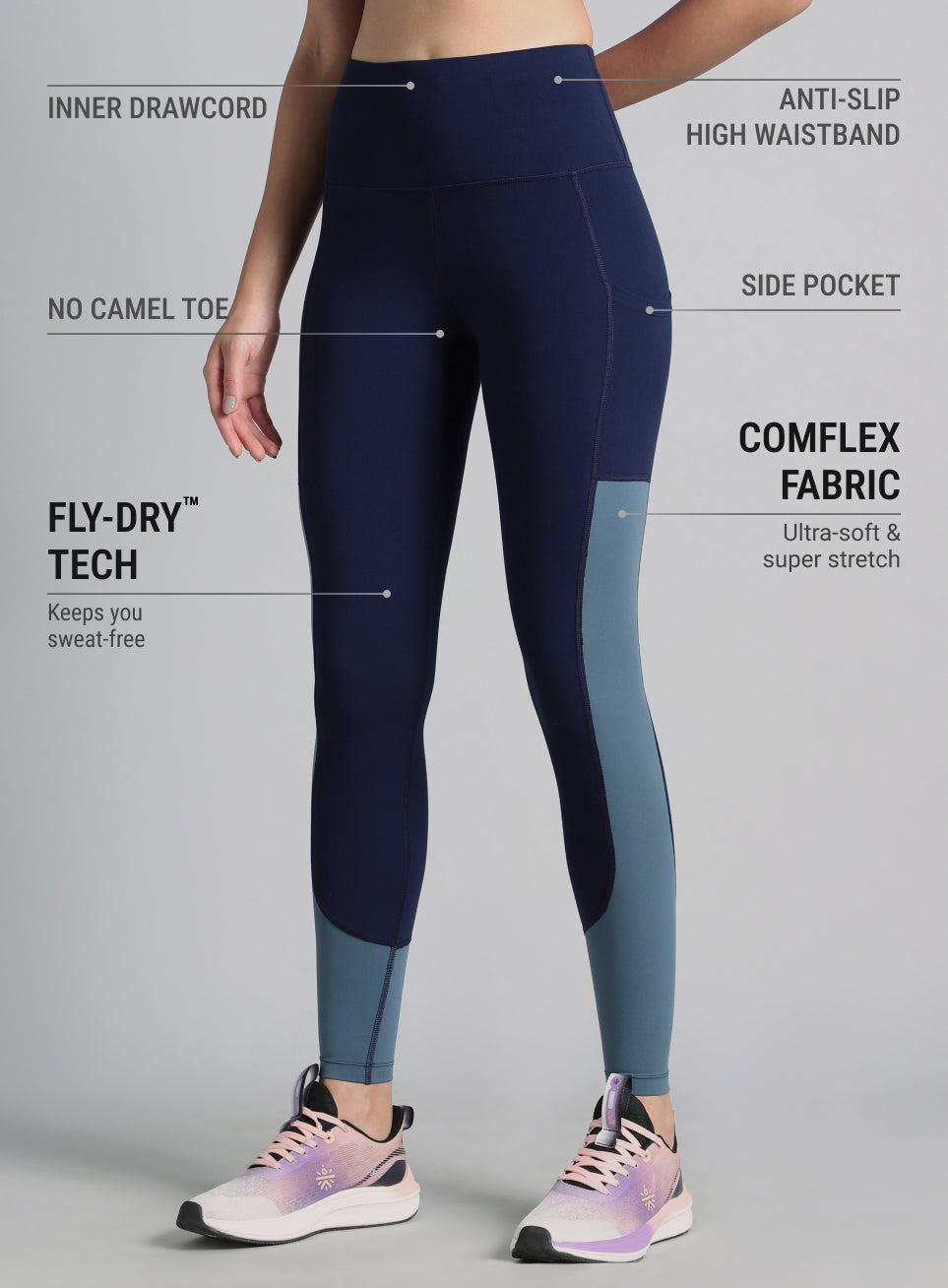 Women's Blue Dance Off Colourblock COMFLex Tights