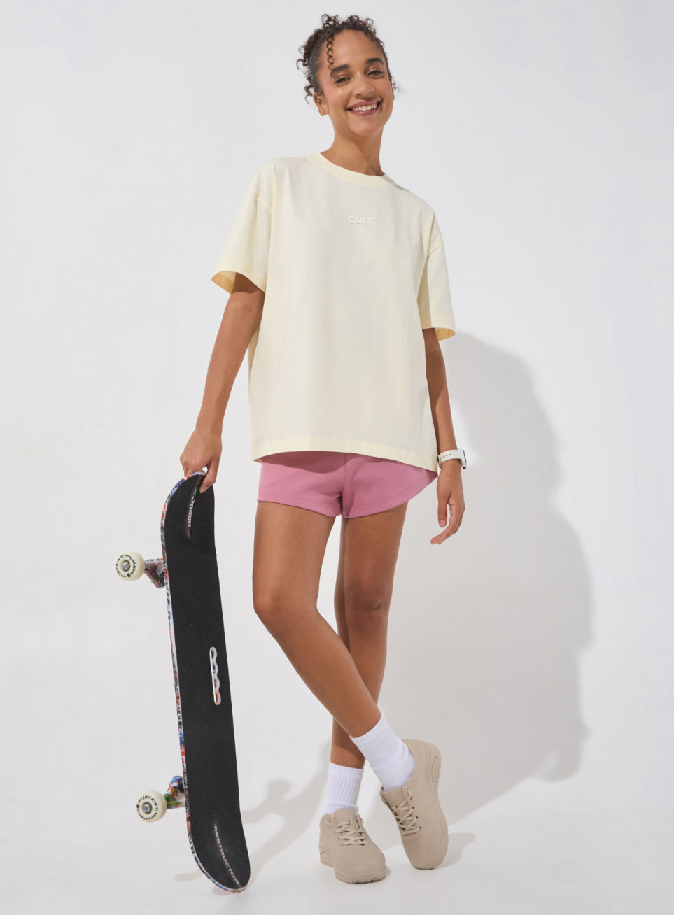 Women's White Soft Form Comfort Oversized T-shirt