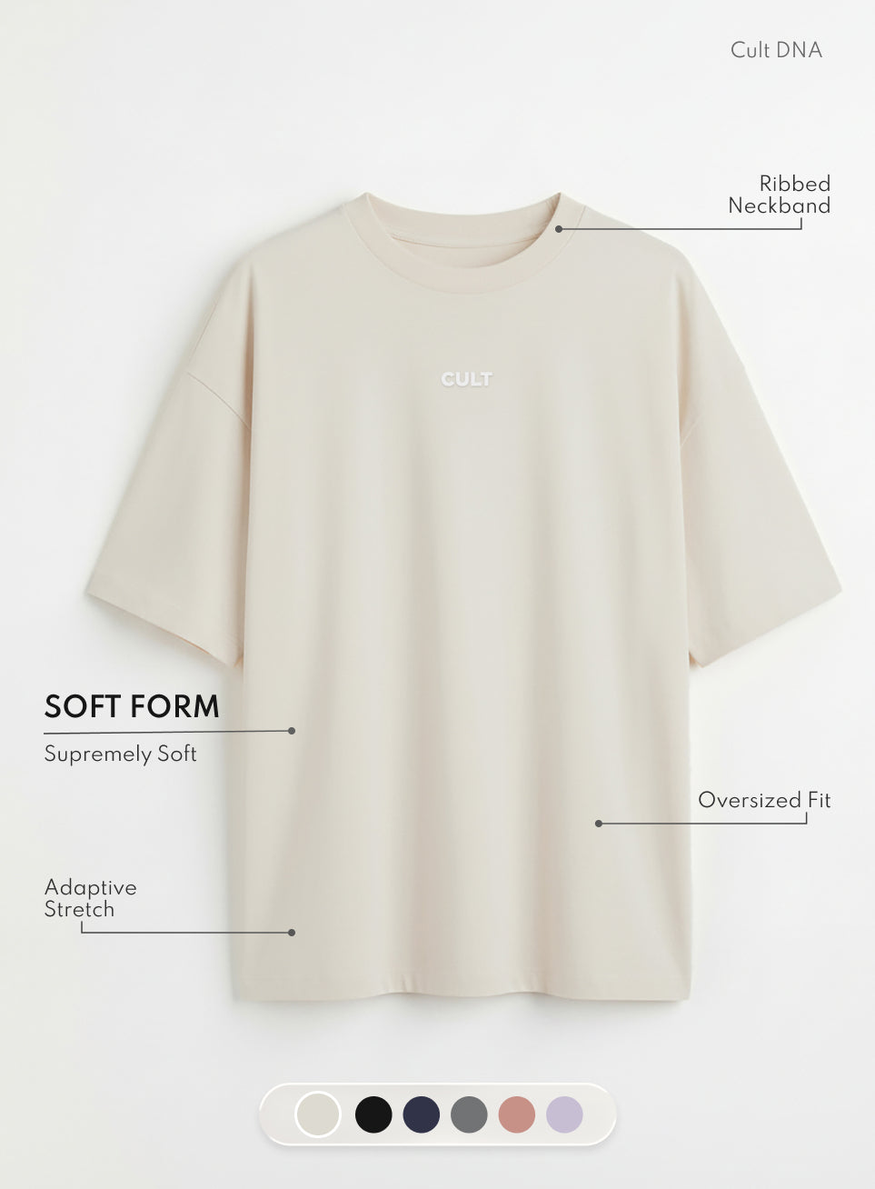 Women's White Soft Form Comfort Oversized T-shirt