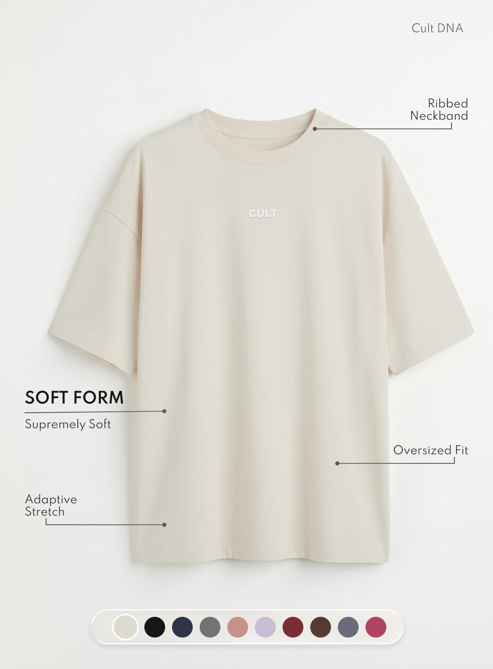 Women's White Soft Form Comfort Oversized T-shirt