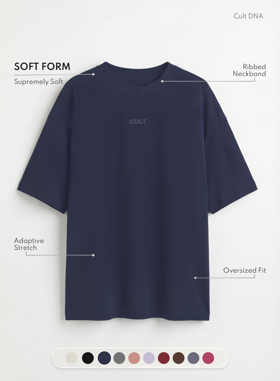 Women's Navy Soft Form Comfort Oversized T-shirt