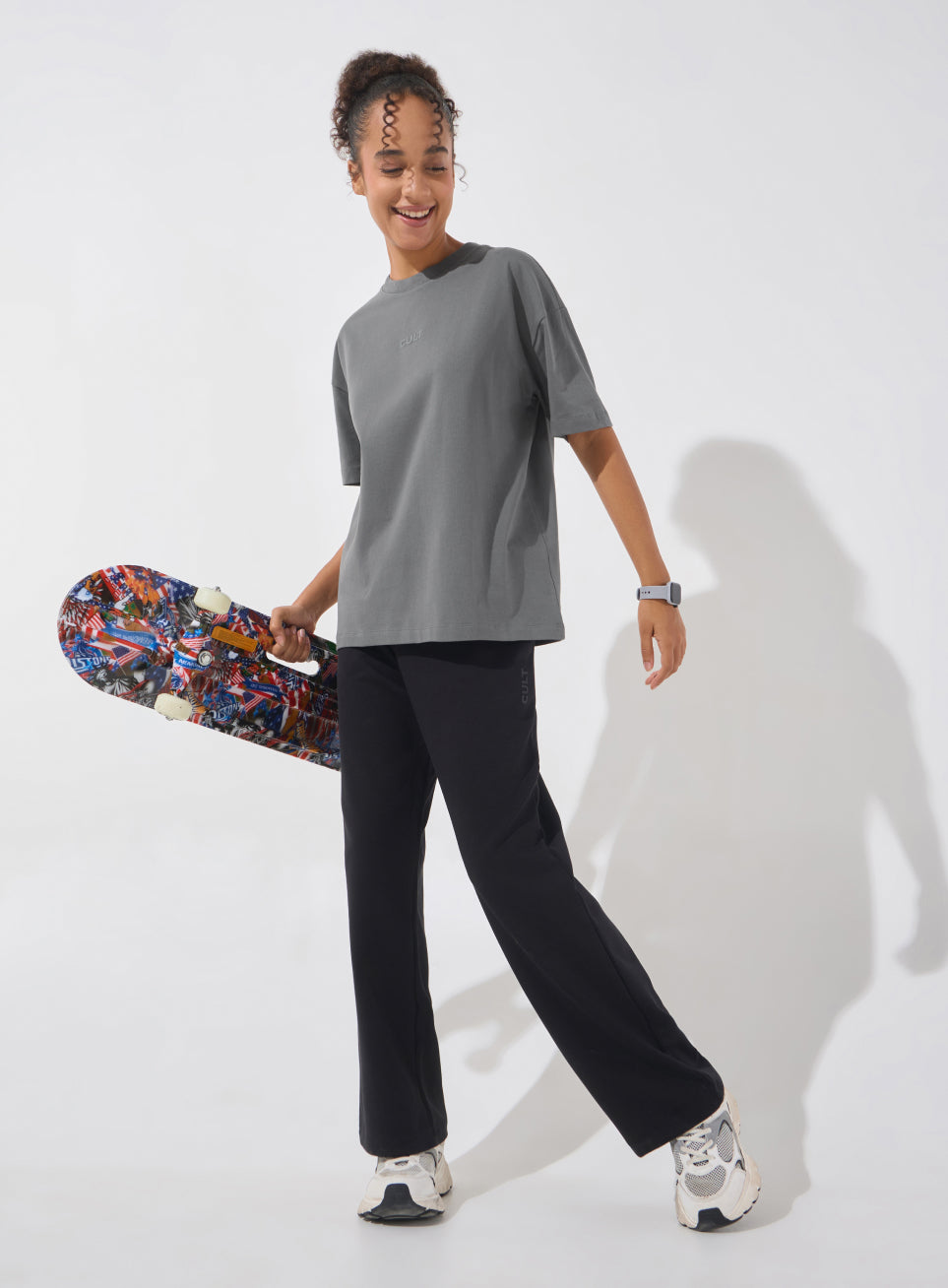 Women's Dark Grey Soft Form Comfort Oversized T-shirt