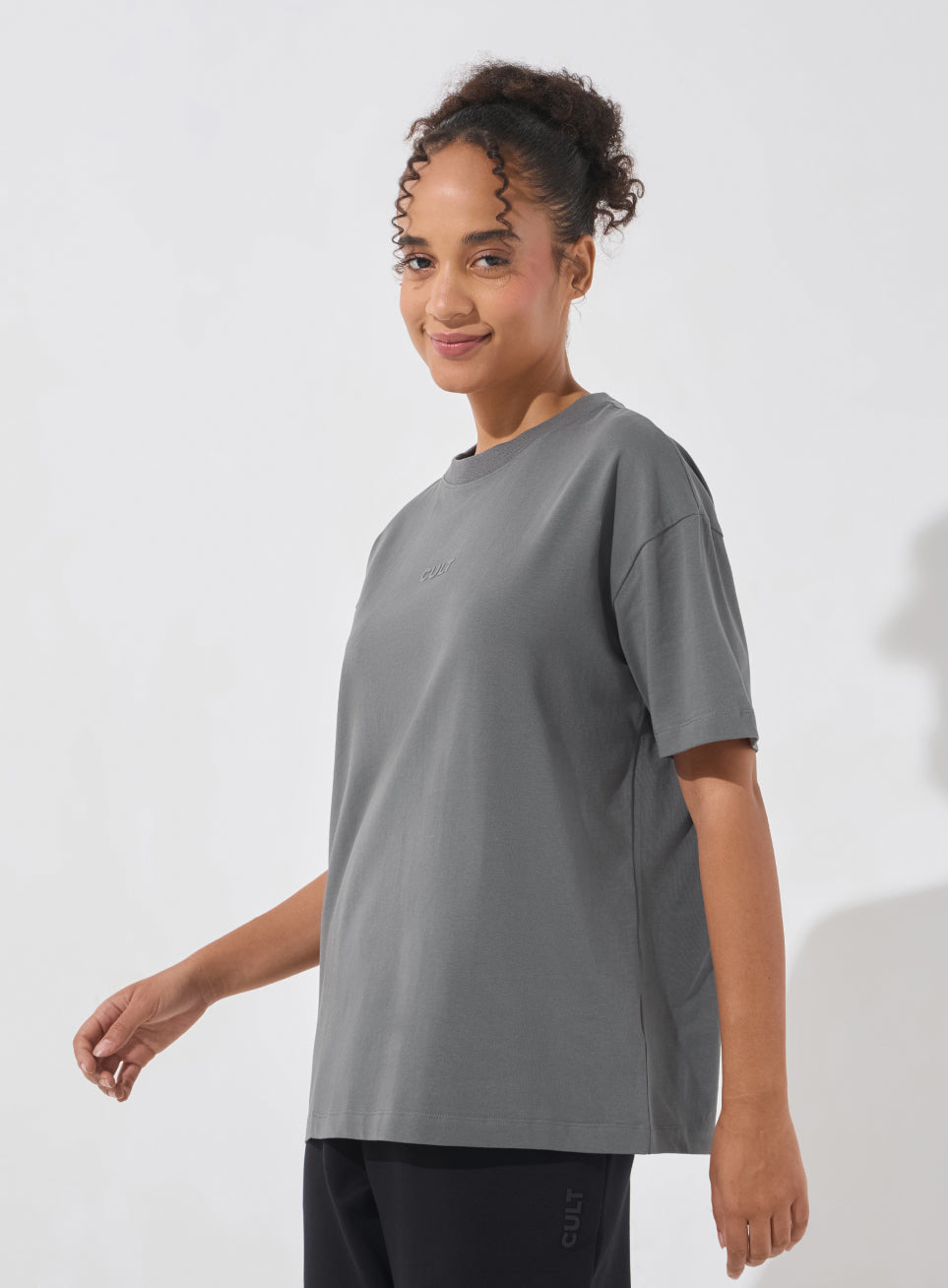 Women's Dark Grey Soft Form Comfort Oversized T-shirt