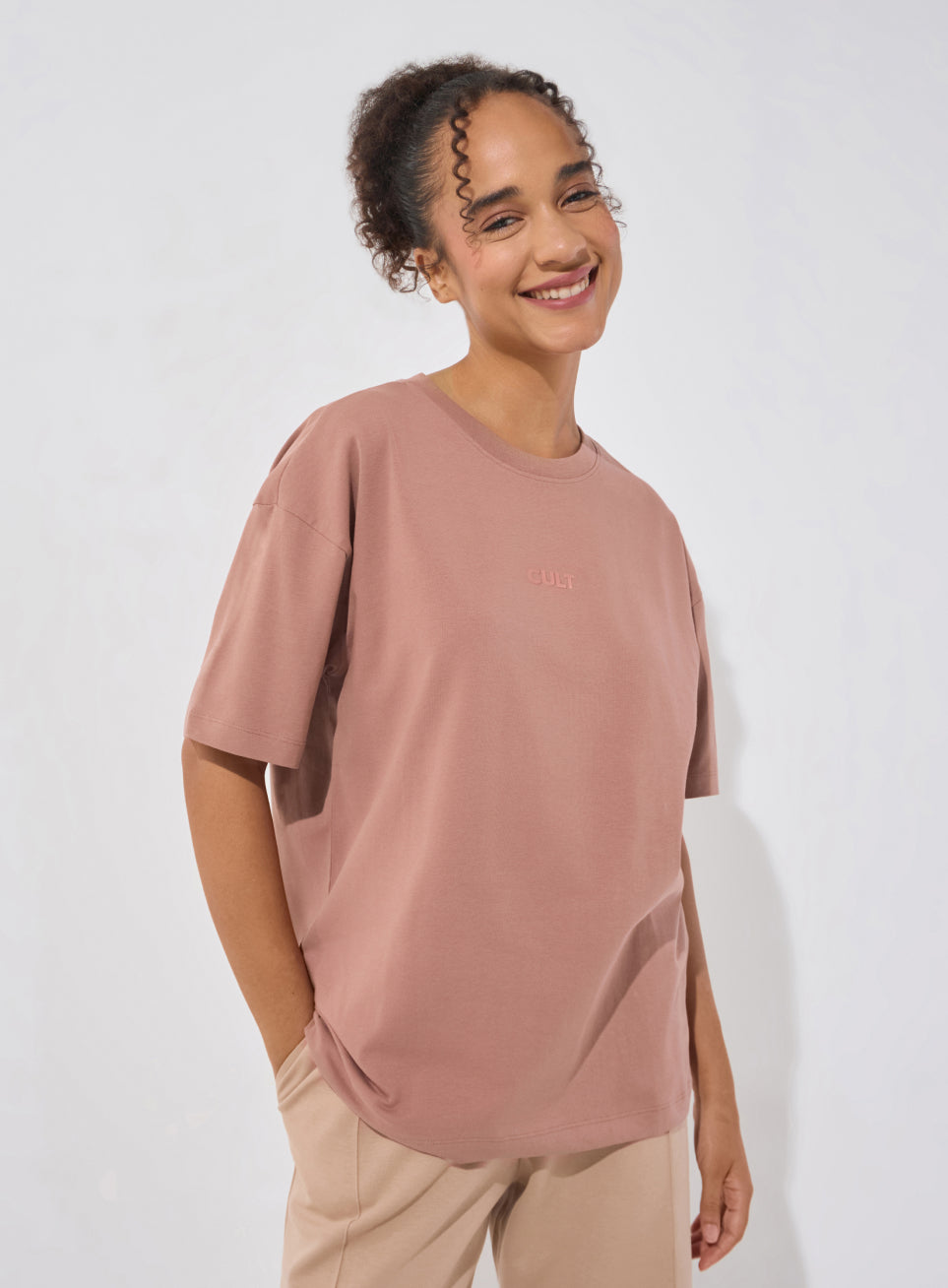 Women's Brown Soft Form Comfort Oversized T-shirt