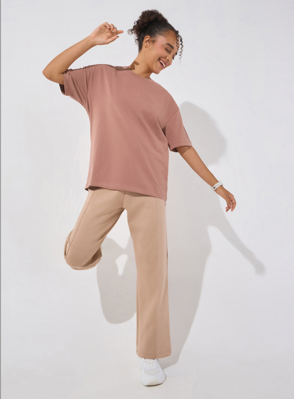 Women's Brown Soft Form Comfort Oversized T-shirt