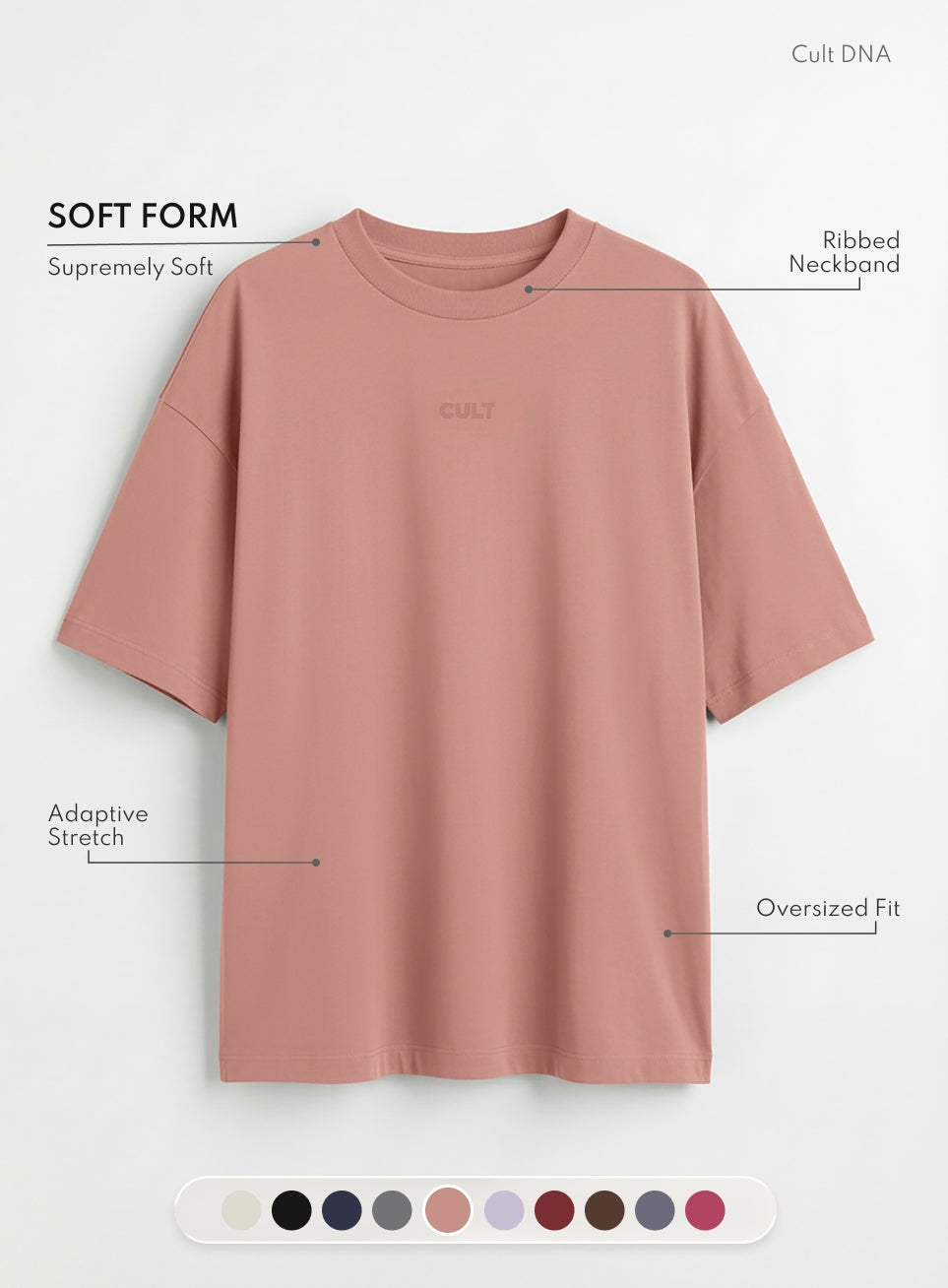 Women's Brown Soft Form Comfort Oversized T-shirt