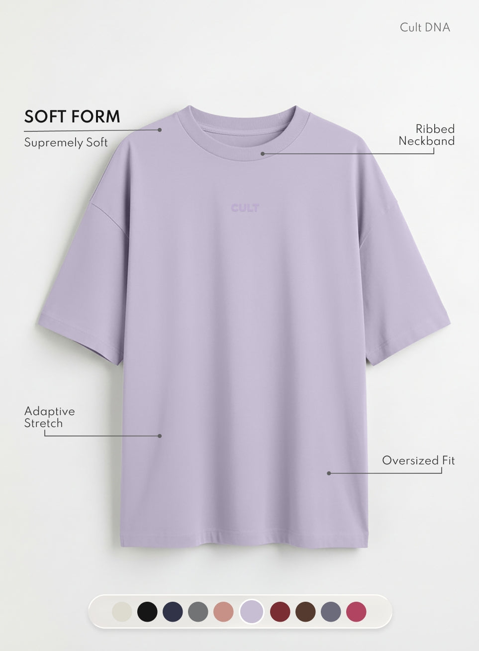 Women's Purple Soft Form Comfort Oversized T-shirt