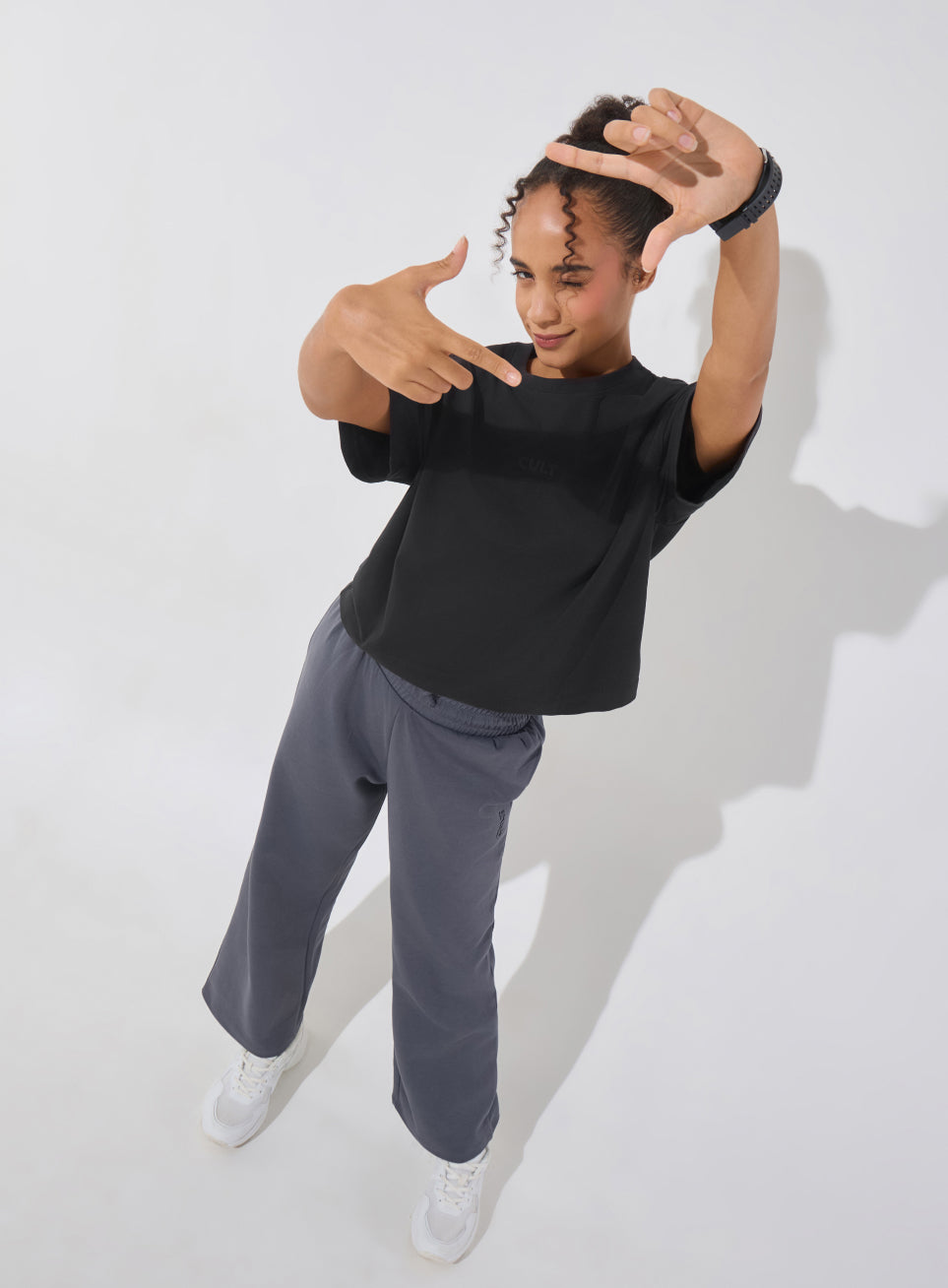 Women's Black Soft Form Mid Boxy T-shirt