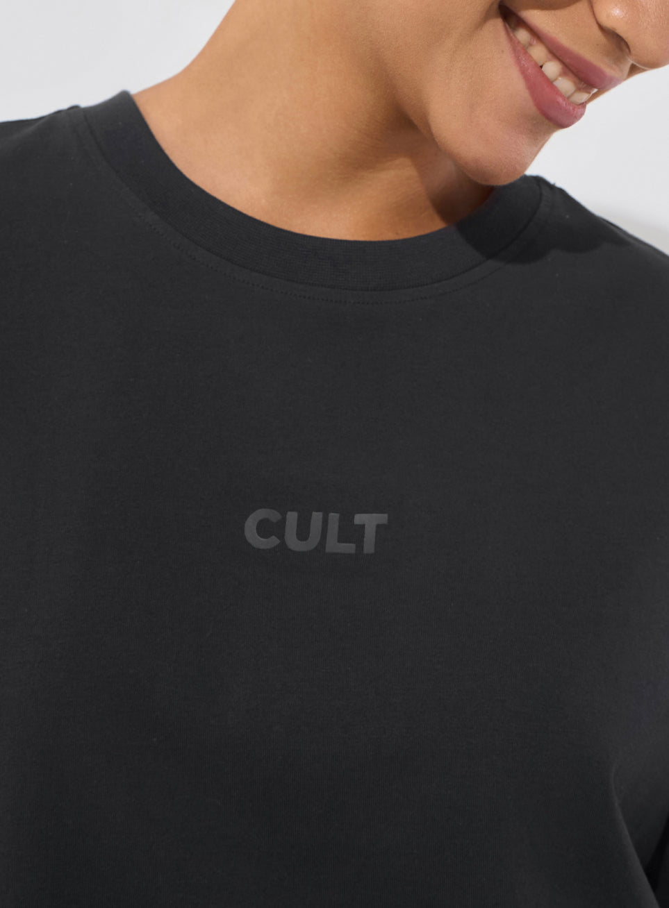 Women's Black Soft Form Mid Boxy T-shirt