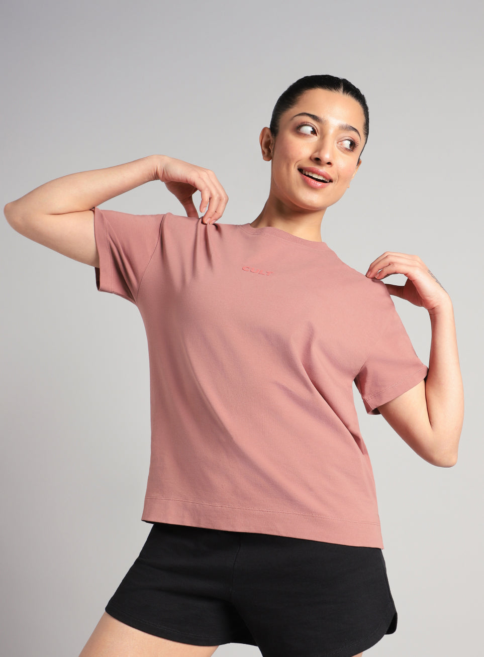 Women's Brown Form Mid Boxy T-shirt