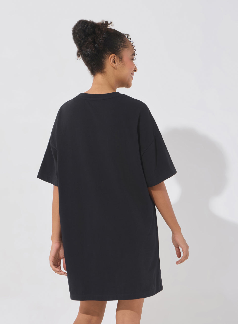 Women's Black Soft Form Oversized T-shirt Dress