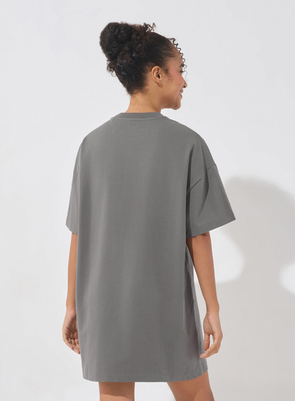 Women's Dark Grey Soft Form Oversized T-shirt Dress