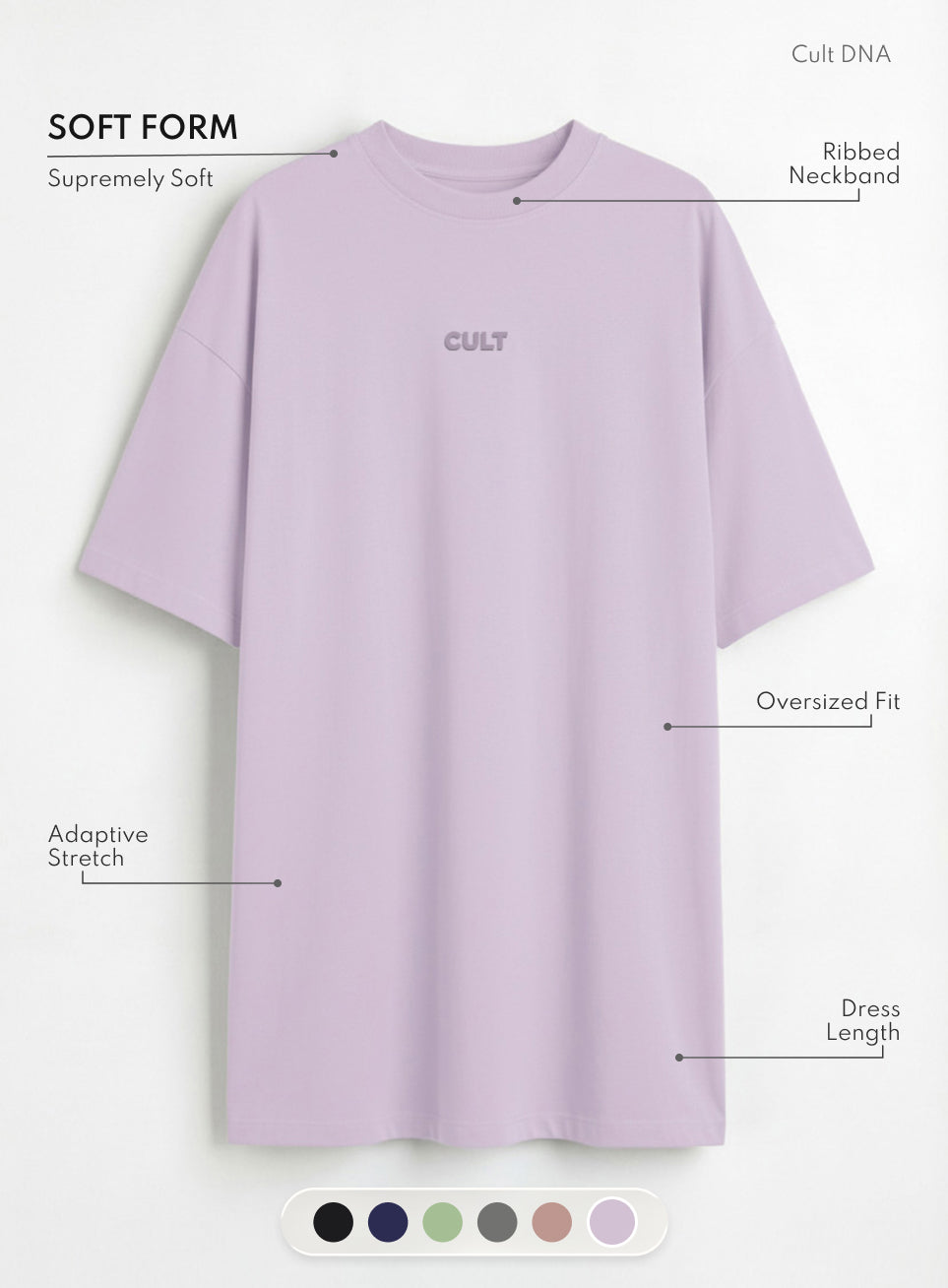 Women's Purple Soft Form Oversized T-shirt Dress