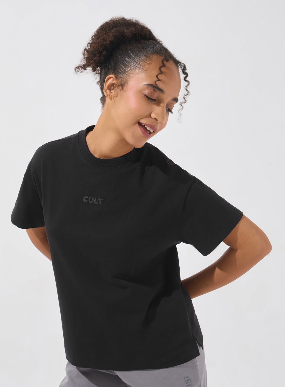 Women's Black Soft Form Easy Fit Everyday T-shirt