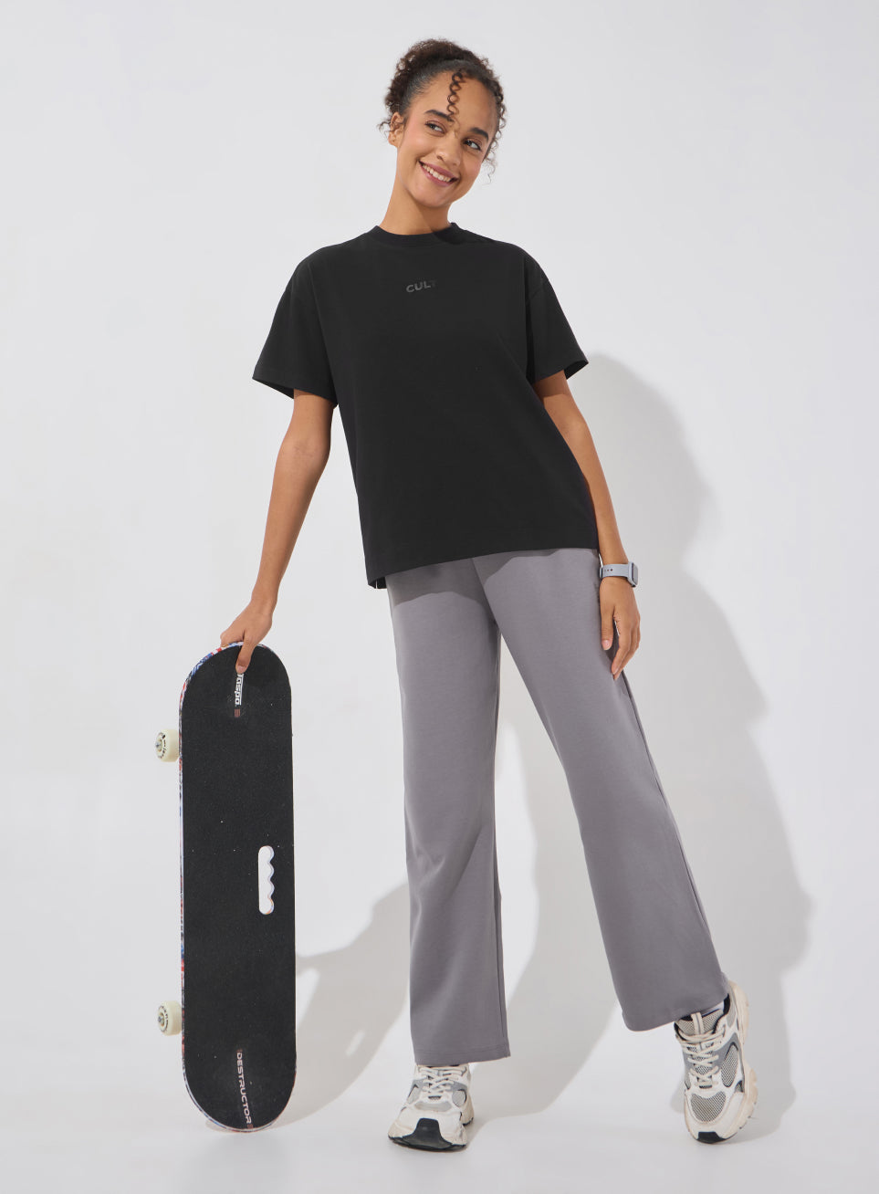 Women's Black Soft Form Easy Fit Everyday T-shirt