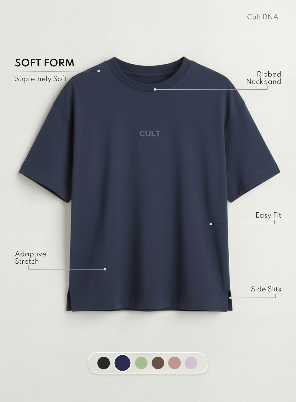 Women's Navy Soft Form Easy Fit Everyday T-shirt