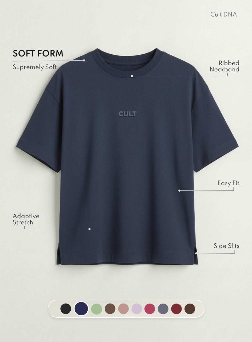 Women's Navy Soft Form Easy Fit Everyday T-shirt