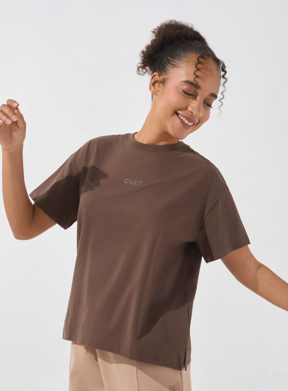 Women's Brown Soft Form Easy Fit Everyday T-shirt