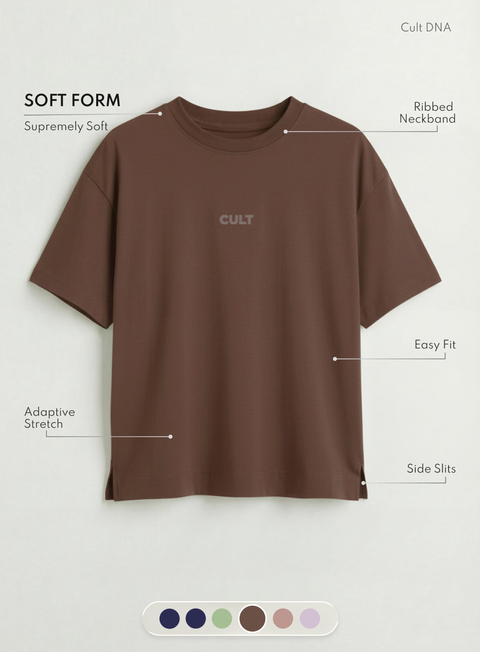 Women's Brown Soft Form Easy Fit Everyday T-shirt