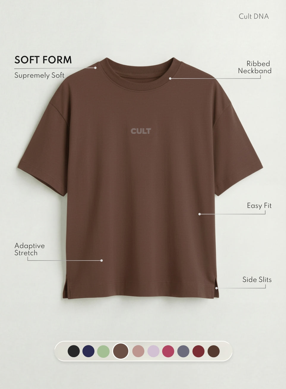 Women's Brown Soft Form Easy Fit Everyday T-shirt