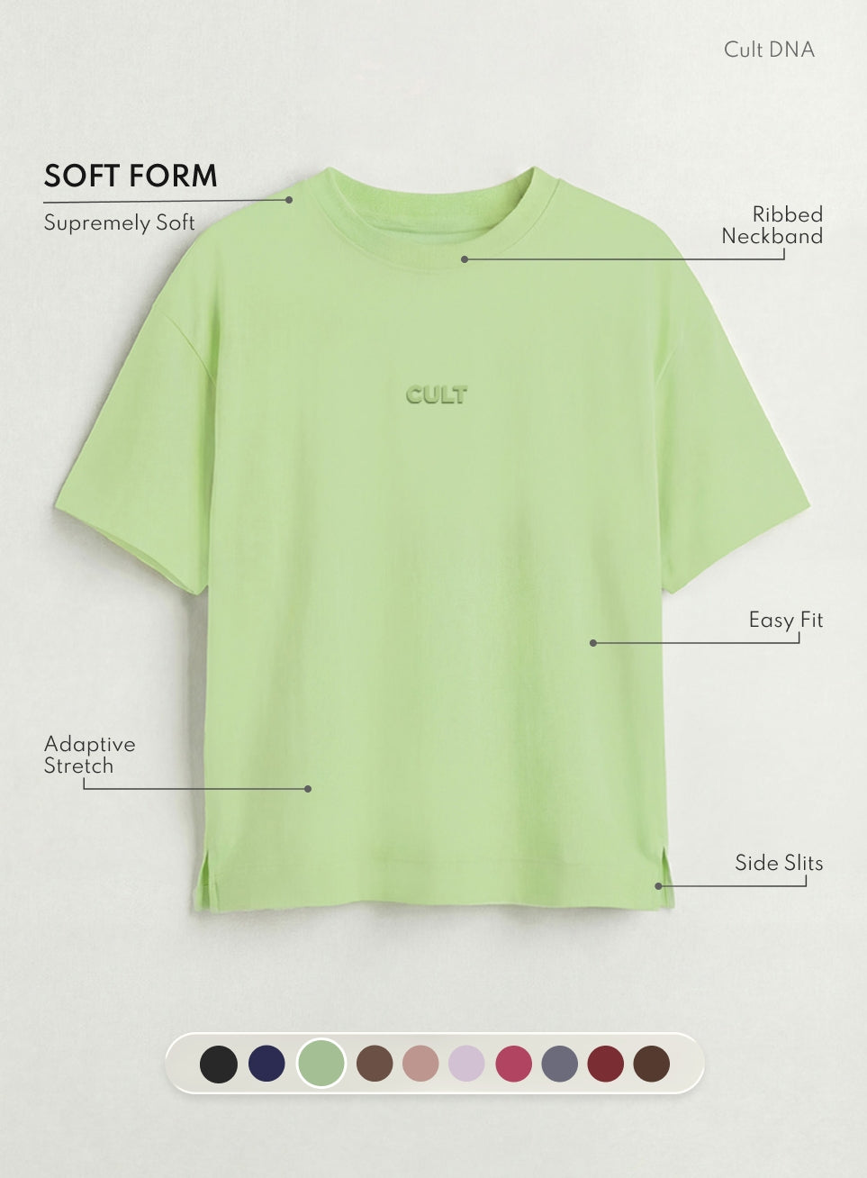 Women's Lime Soft Form Easy Fit Everyday T-shirt