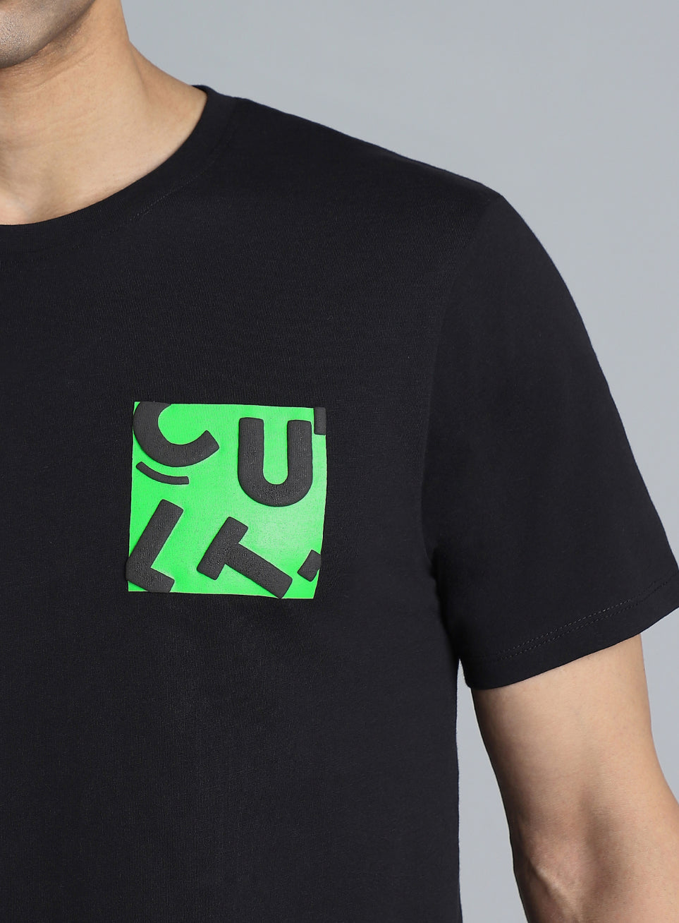 Men's Black Cult Print Graphic T-shirt