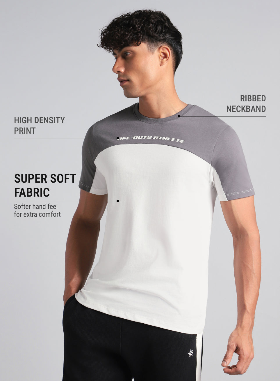 Men's Off White Offbeat Coloblock T-shirt