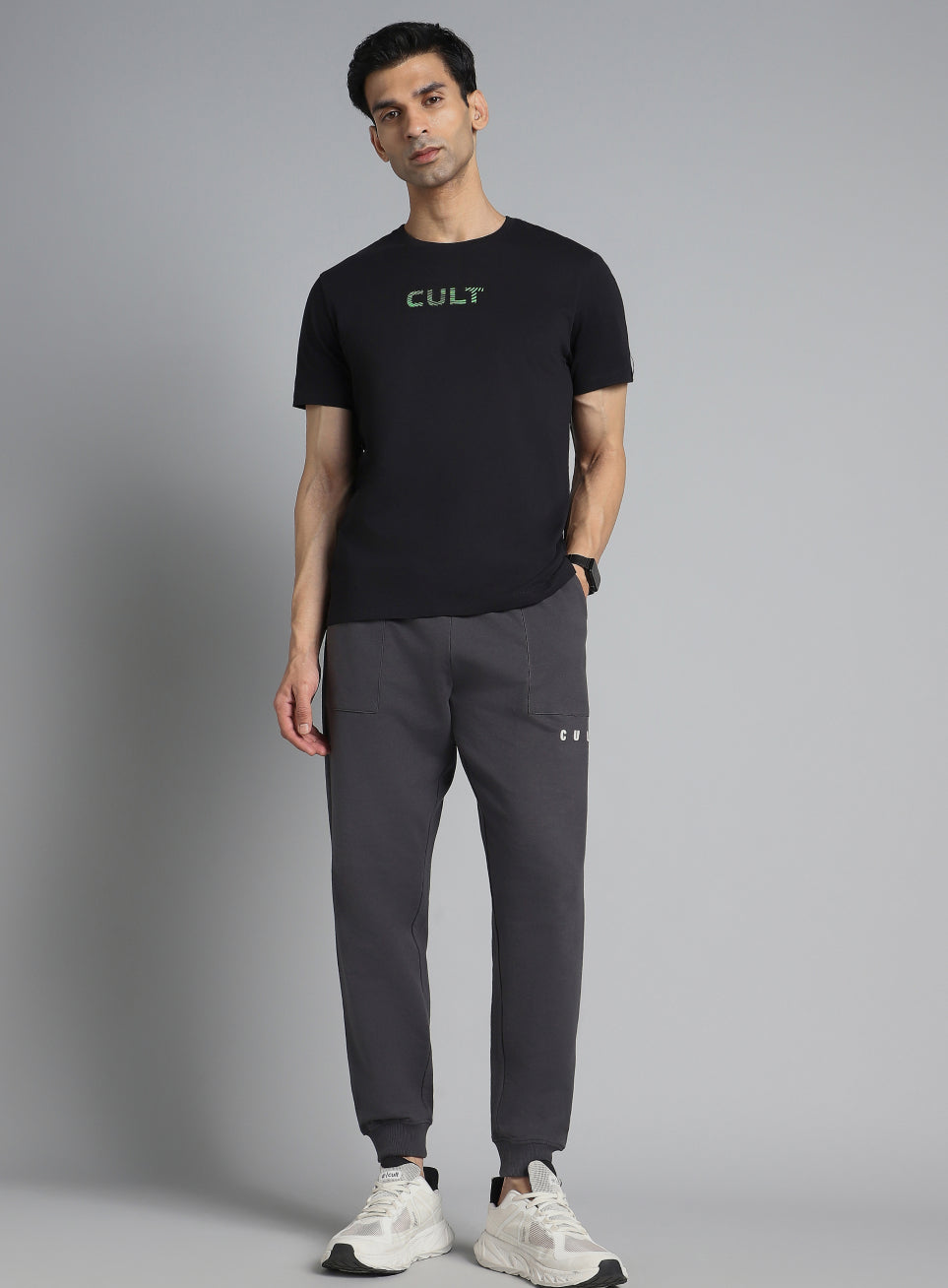 Men's Black Cult Branding Printed T-shirt