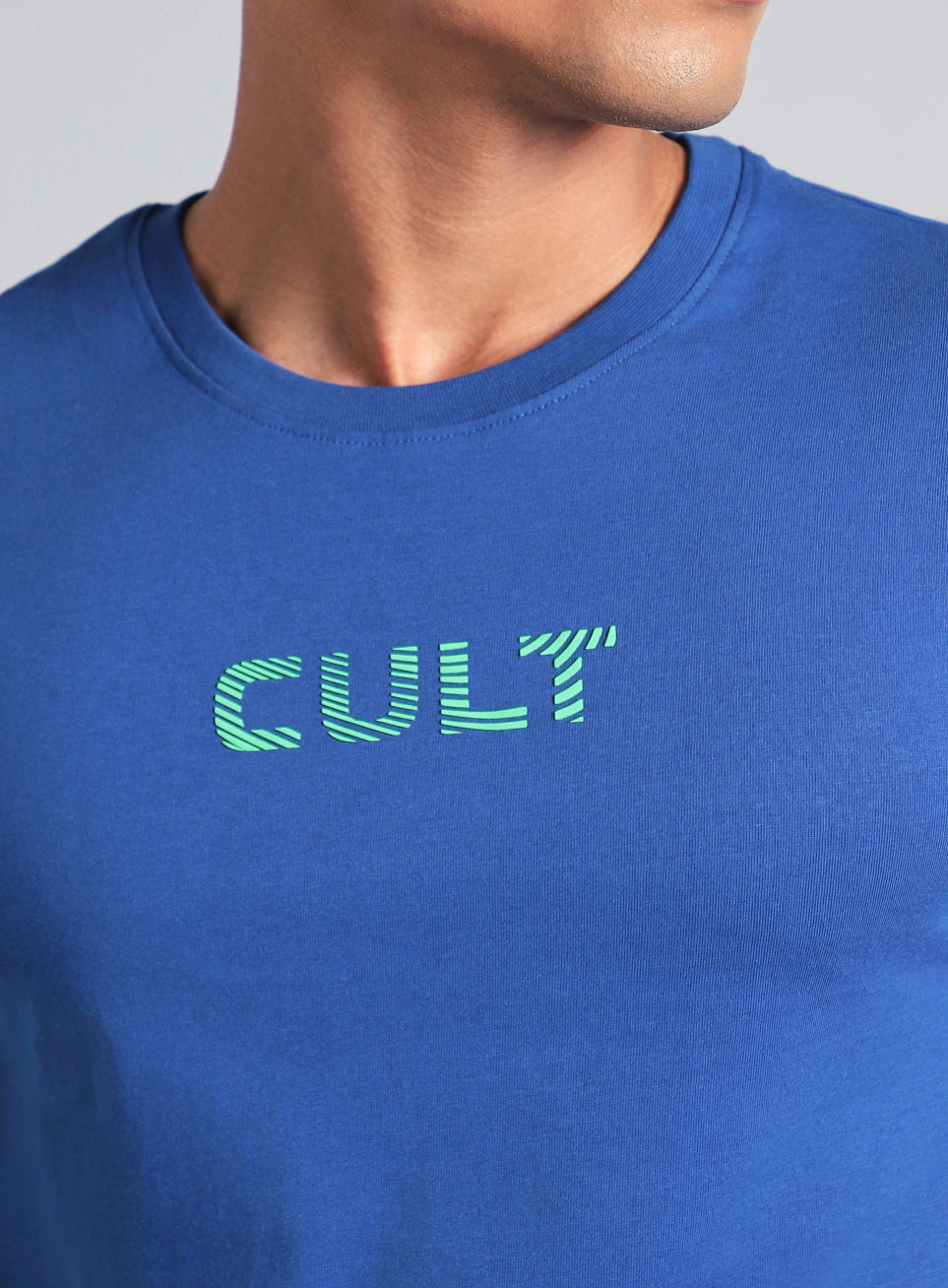 Men's Blue Cult Branding Printed T-shirt