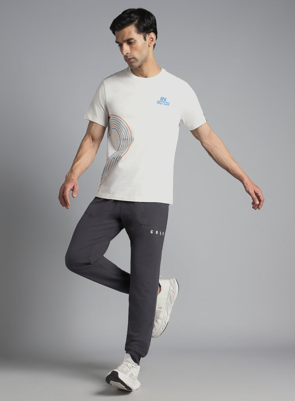 Men's White In Motion Graphic T-shirt