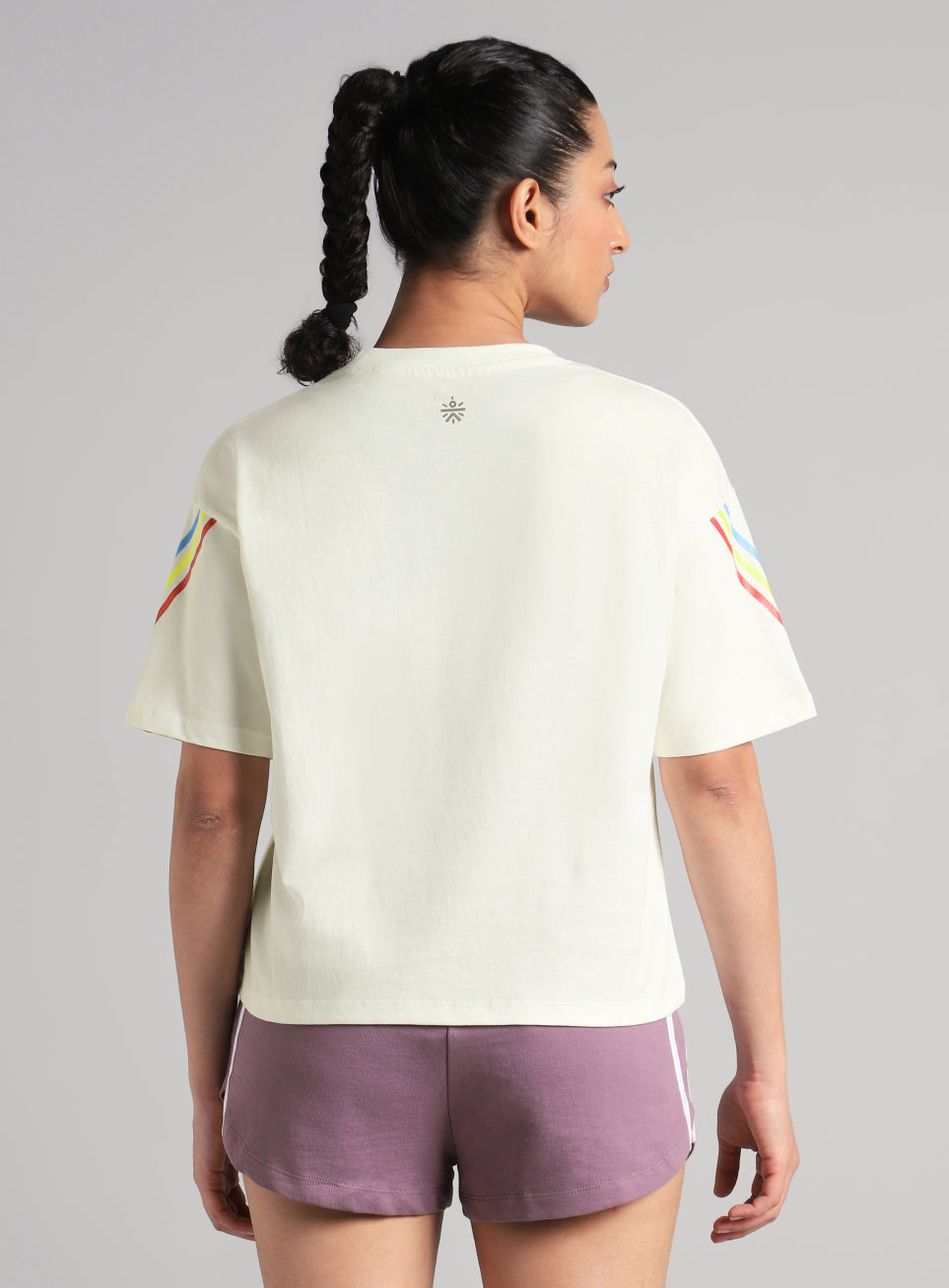 Women's Off White Cult Vibe Stripes Boxy Fit T-shirt