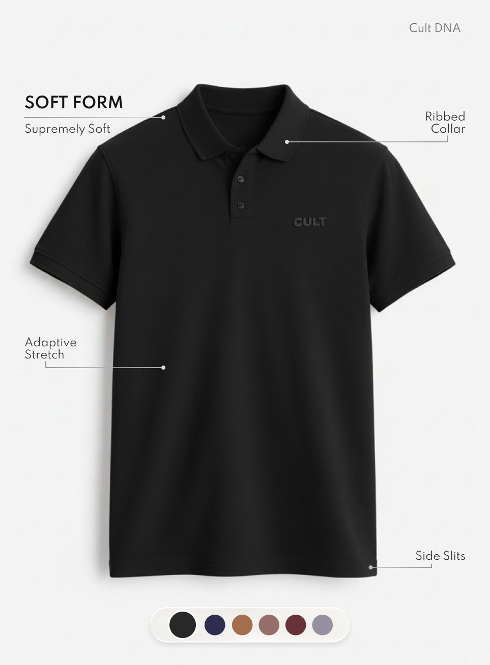 Men's Black Soft Form Classic Polo T-shirt